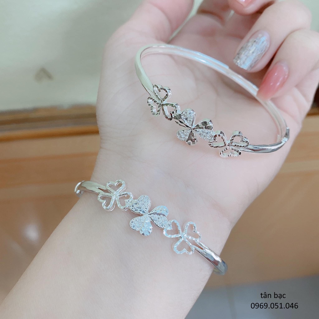 lắc tay nữ , cỏ 3 lá may mắn . bạc sáng, from chuẩn ôm tay rất thoải mái