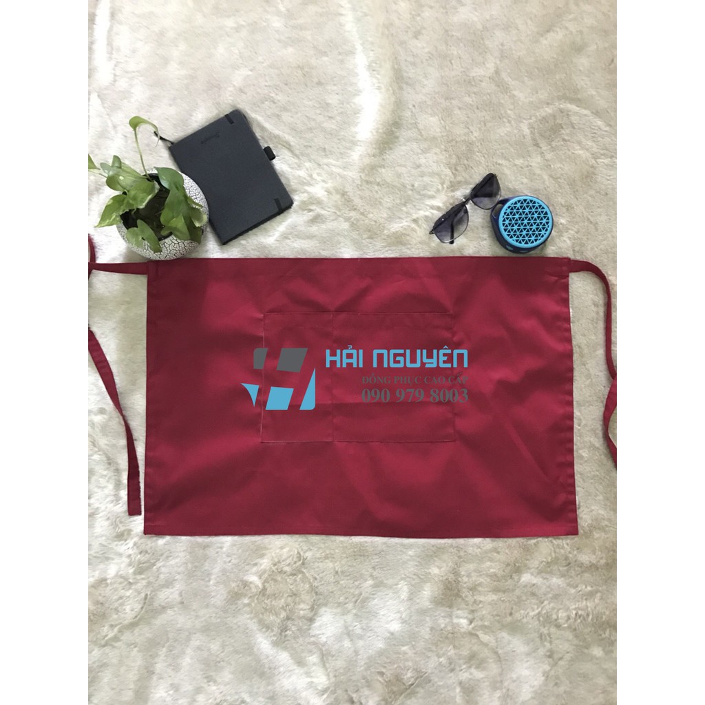 Tạp dề ngắn trơn đỏ đô dành cho phục vụ