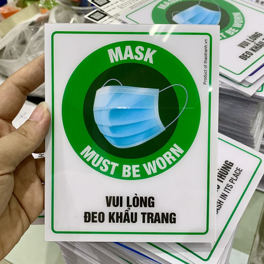 Biển Nhắc Nhở Đeo Khẩu Trang-Decal dán tường, dán kính.