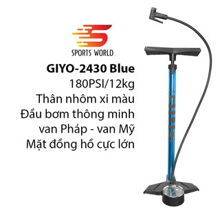 Bơm xe đạp, bơm xe máy 180psi/12kg GIYO 2430 thân nhôm xi hàng Đài Loan