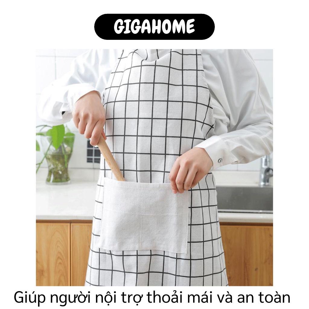 Tạp Dề GIGAHOME Tạp Dề Nấu Ăn Bằng Vải Họa Tiết Caro, Tam Giác Kháng Nước Cho Bà Nội Trợ 7816