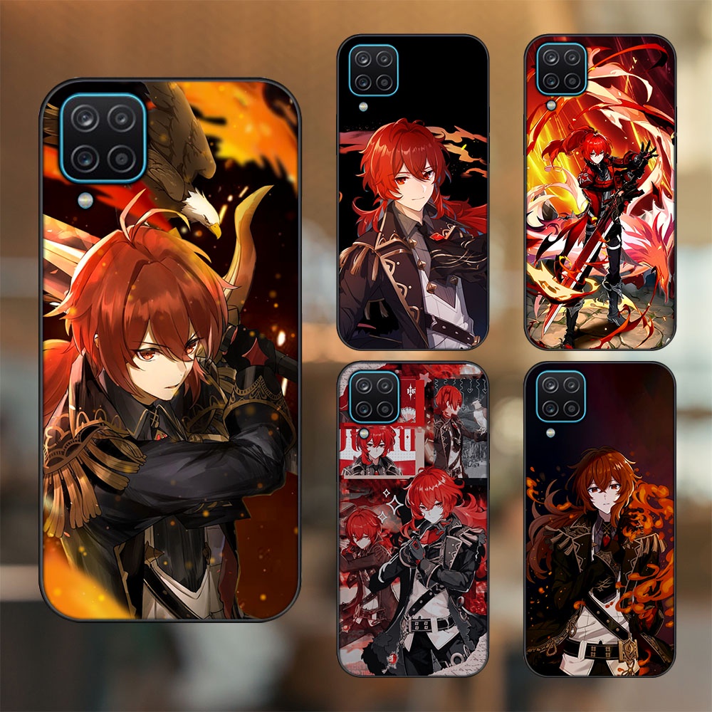 Ốp lưng Samsung A12 5G, M12 viền đen in hình Diluc Genshin Impact