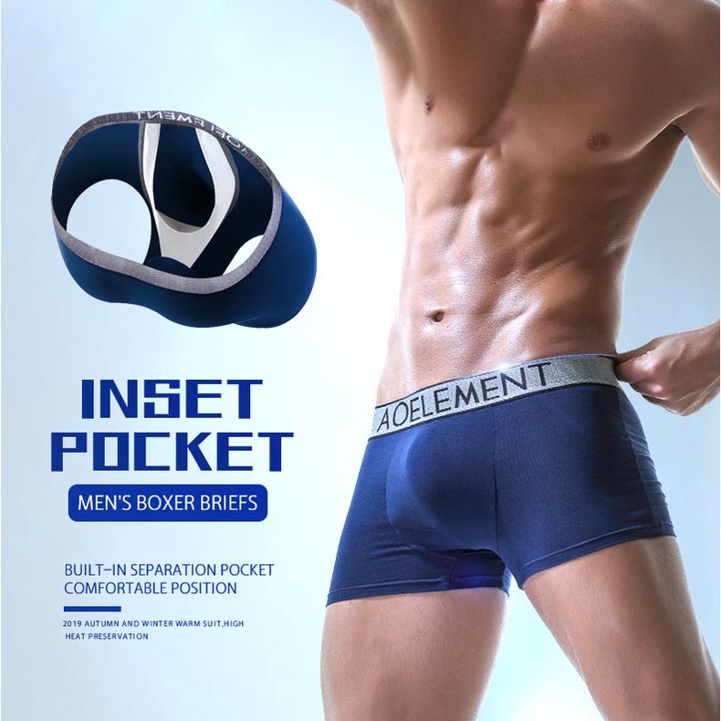 Quần Lót Boxer Mềm Thoáng Khí Có Chia Ngăn Giữa Chống Co Giãn Cho Nam 164