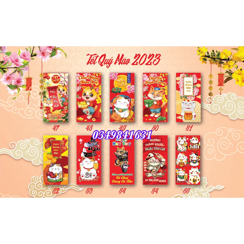 Sỉ 1000 bao lì xì HOT tặng kèm túi ninong giấy in đẹp loại 1