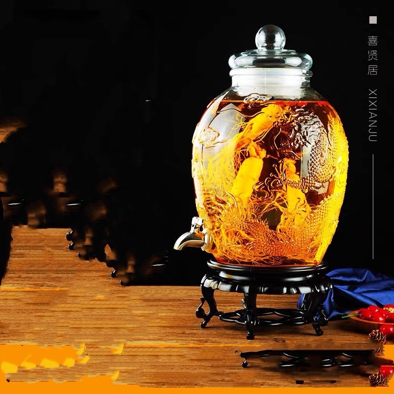Đế Bình Ngâm Rượu Thuỷ Tinh , Đồ Trang Trí Phong Thuỷ size 20cm, Size 18cm , size 16cm, size 14cm, size 12cm
