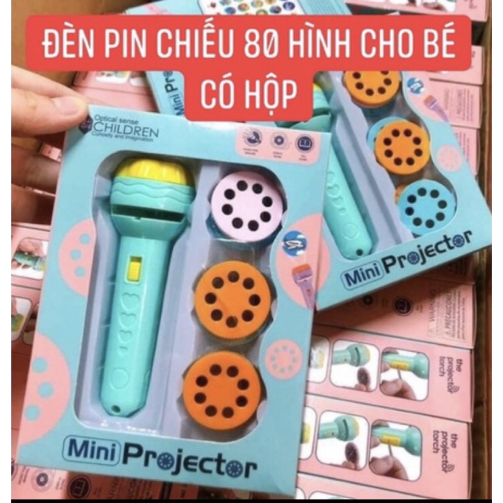 Đồ chơi đèn pin chiếu hình cho bé, bộ 80 hình sắc nét