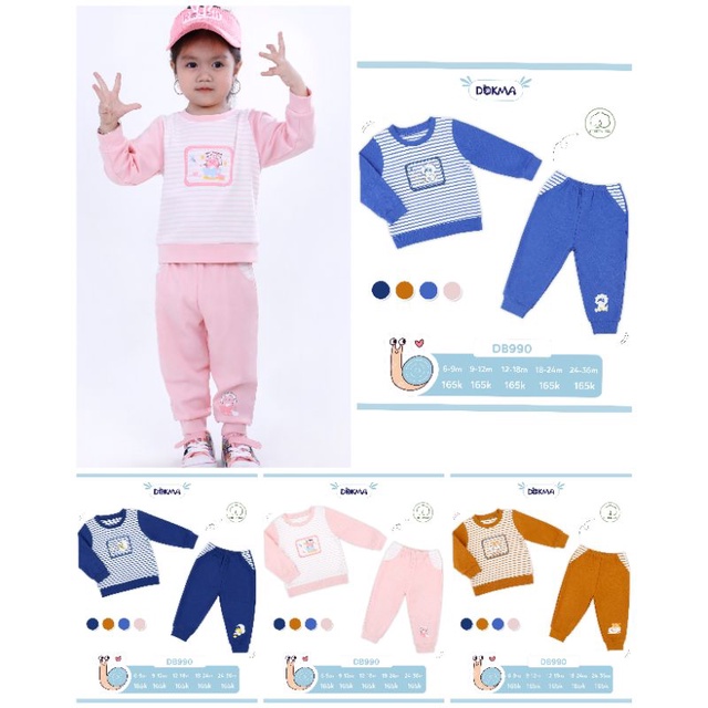 Bộ dày vừa dài tay bé trai, bé gái Dokma 9-36M DB990, DB1106