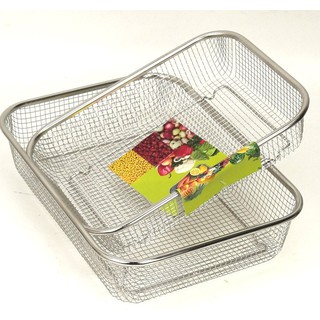 Rổ Inox Hình Chữ Nhật Lưới Thưa Cao Cấp, kích thước 30cmx22cmx7cm.Dụng cụ nhà bếp