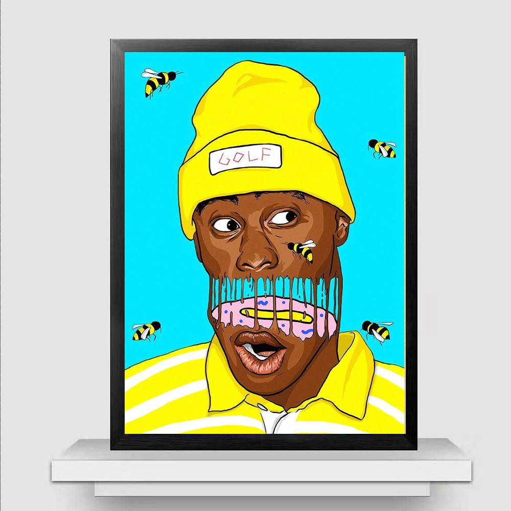 Miếng dán tường in hình ca sĩ Hiphop Tyler The Creator & chữ Flower Boy độc đáo trang trí nhà cửa