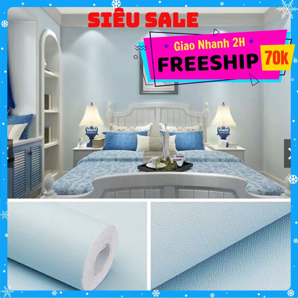 Decal Giấy dán tường 10M màu Xanh Nhạt Nhám keo sẵn chống nước tốt khổ 45cm