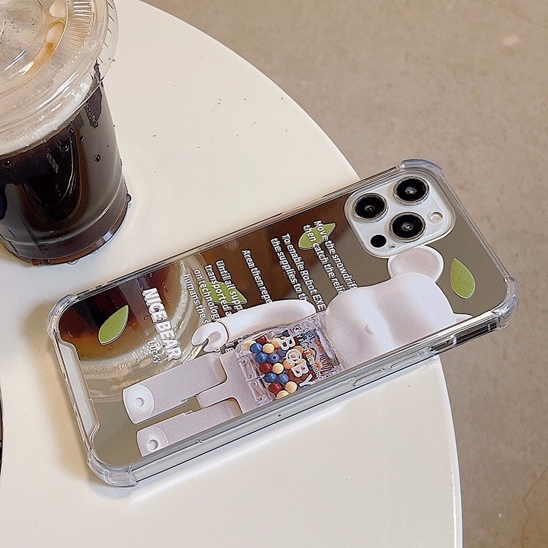 Ốp điện thoại mặt gương họa tiết khối lắp ráp cho iPhone13 ProMax 11 12