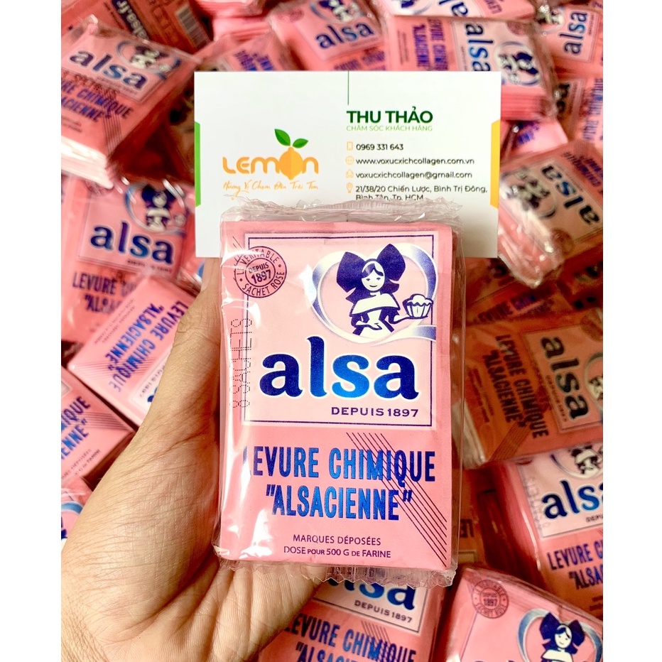 Hộp 18 lốc Bột nổi Alsa Pháp hàng cao cấp làm bánh (lốc 8 gói), Baking Powder Alsa