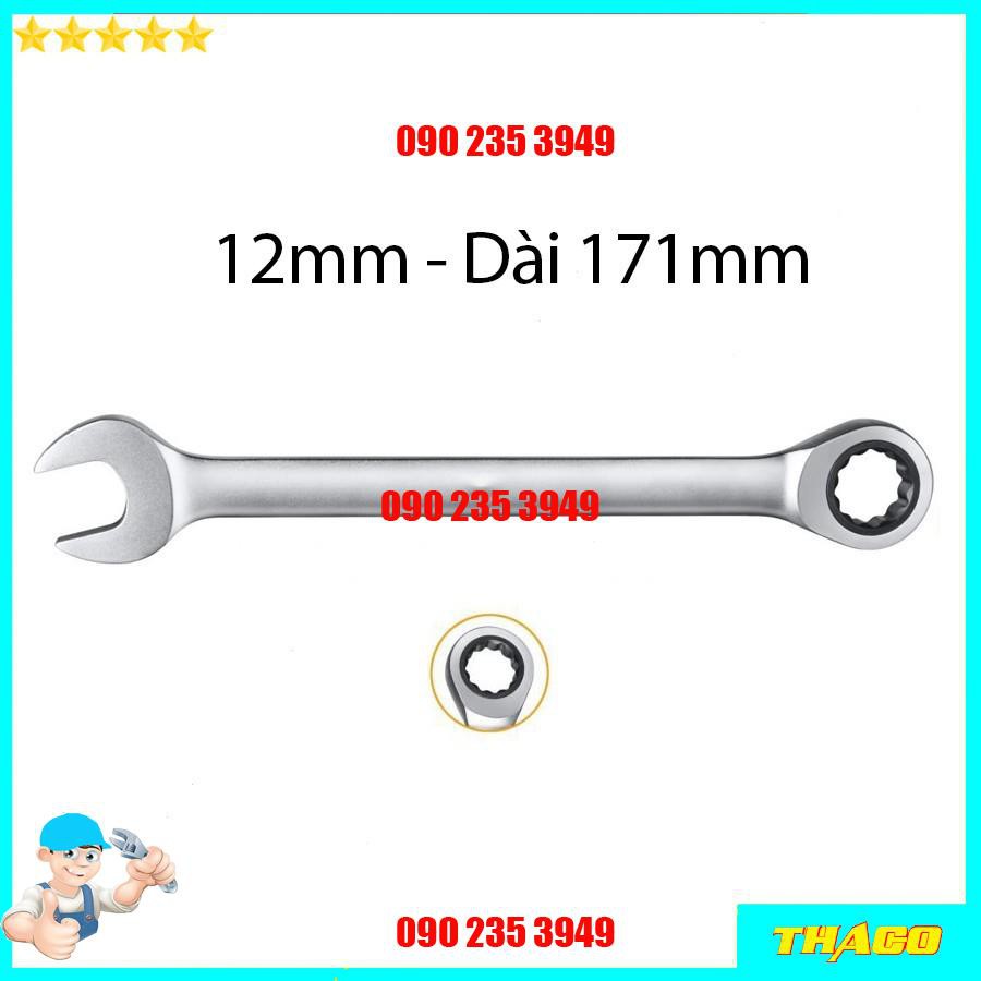 Cờ lê miệng vòng 2 chiều 8-19mm xoay trượt linh hoạt Total Cờ lê hai chiều Cr-V bền bỉ 1234