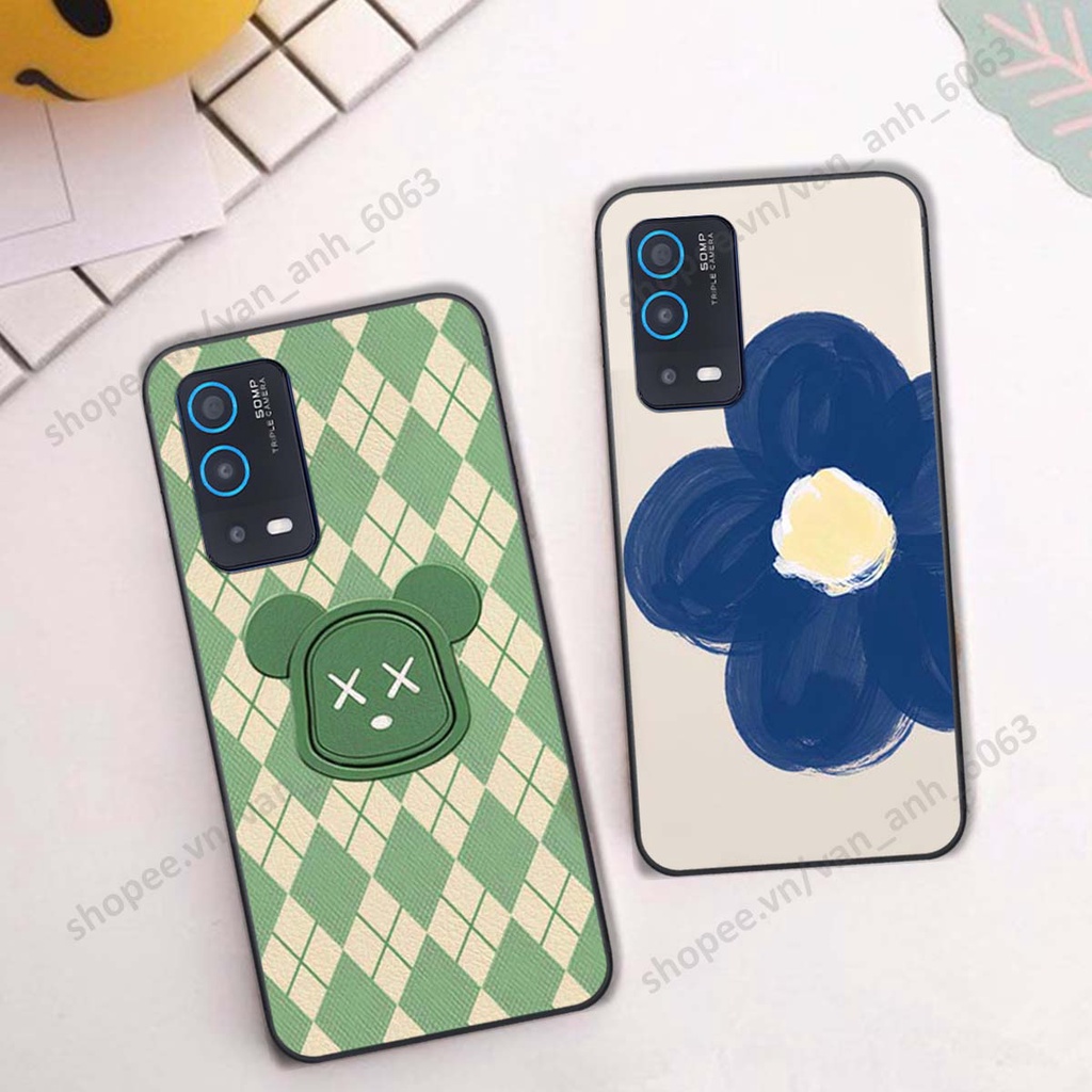 Ốp lưng Oppo A54 / A55 in hình hoa, gấu rich bear nghệ thuật, thời trang