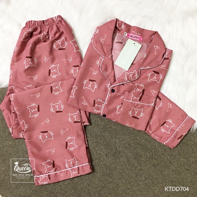 Bộ ngủ pijama áo dài quần dài chất Kate Thái | BigBuy360 - bigbuy360.vn