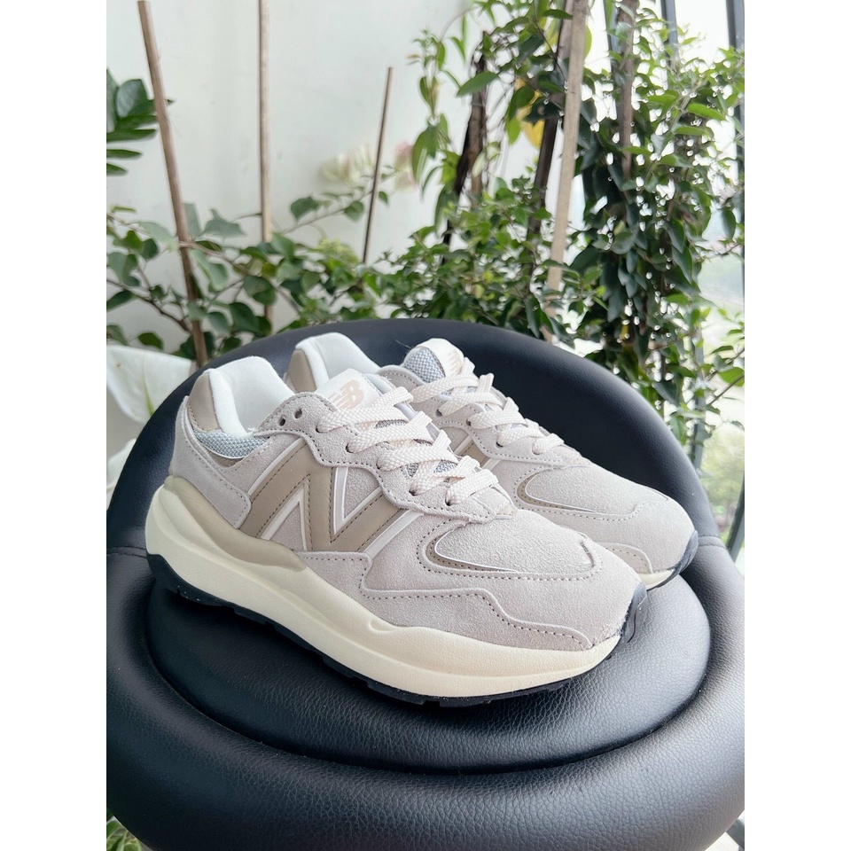 Giày Sneaker chữ N trắng giày chữ N nâu kem mẫu mới đế cao nam nữ ảnh thật GIÀY NB 5740 kem NB 57/40 XÁM TRẮNG NAM NỮ