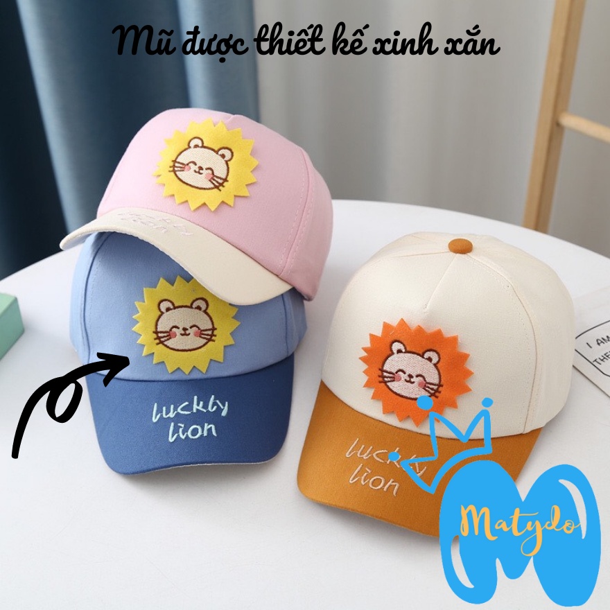 Mũ cho bé gái bé trai mũ nón lưỡi trai sư tử đáng yêu phụ kiện mũ nón từ 3-7 tuổi MU018
