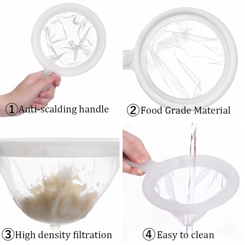 Set 100/200/400 Lưới Lọc Sữa Chua/Sữa Đậu Nành/Sữa Đậu Nành Bằng Lưới Nylon Siêu Mịn Có Tay Cầm