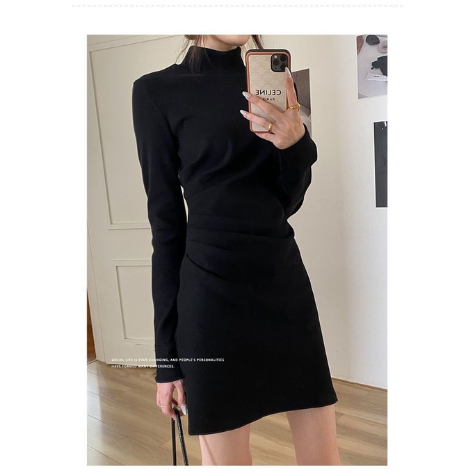 Đầm Cổ Cao Ôm Eo Phong Cách Pháp Thời Trang Cho Nữ