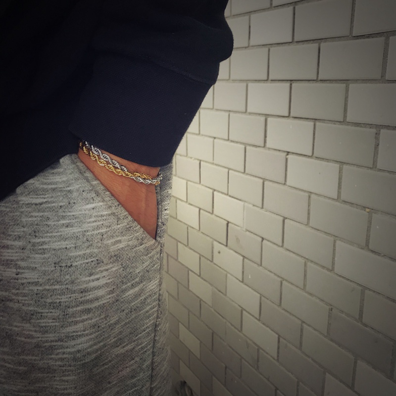 Vòng Tay Dây Thừng Unisex Dành Cho Nam Nữ Thời Trang Merin Accessories Màu Vàng Bạc Chất Liệu Inox - Vòng Smooth