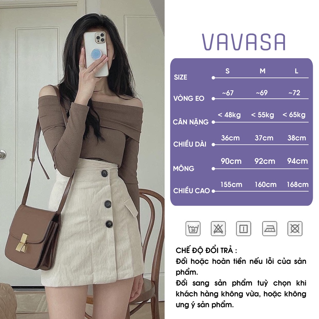 Chân váy chữ a ngắn lưng cao công sở bigsize nhung tăm VAVASA CV20