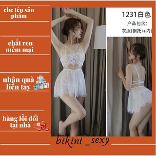 Bộ váy ngủ ren 2 dây ngực ren hoa ôm dáng