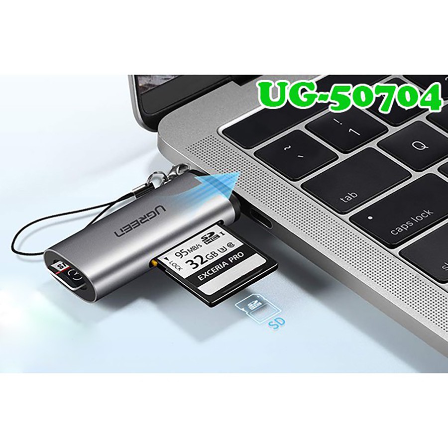 Đầu đọc thẻ nhớ SD/TF Ugreen 50704 chuẩn USB Type C cao cấp - HapuStore