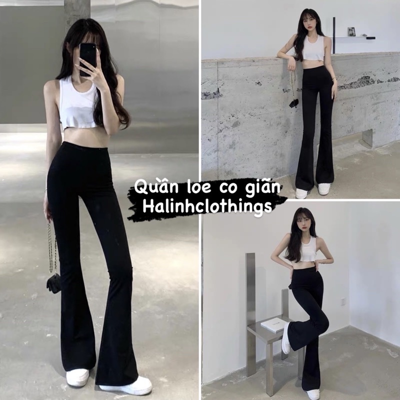 Quần legging ống loe cạp cao dáng dài co giãn M88