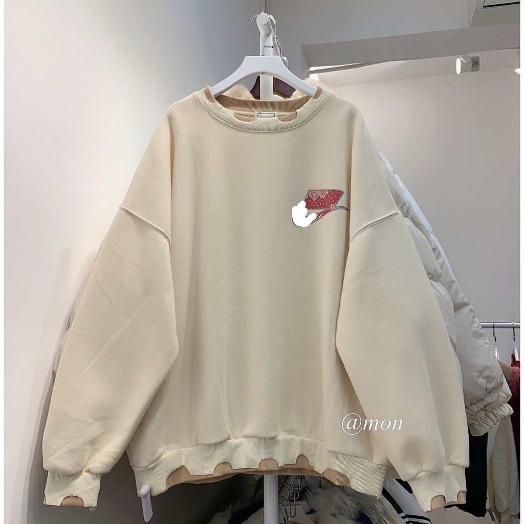2101099 Áo sweater nỉ bông holiday - áo nỉ bông dày form oversize thời trang ulzzang | BigBuy360 - bigbuy360.vn