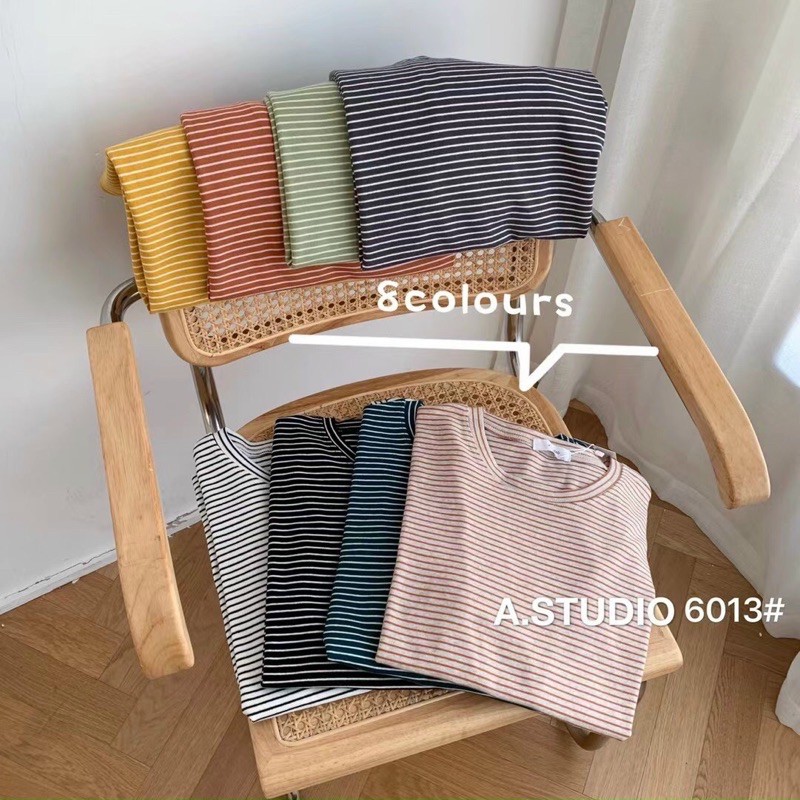 Áo Thun kẻ form rộng, Áo phông kẻ Astudio hàng Quảng châu M6013