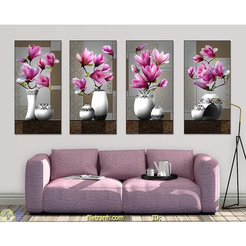 Tranh Hoa, Tranh tráng gương in UV 5D Mica Joce.Decor No1, tranh treo tường phòng khách bền đẹp 40 năm Ko phai màu