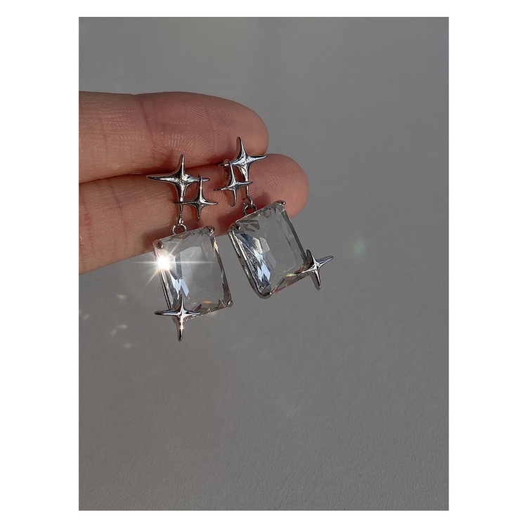 Bông Tai Xi Mạ Bạc 925 Hình Ngôi Sao Đính Đá zircon