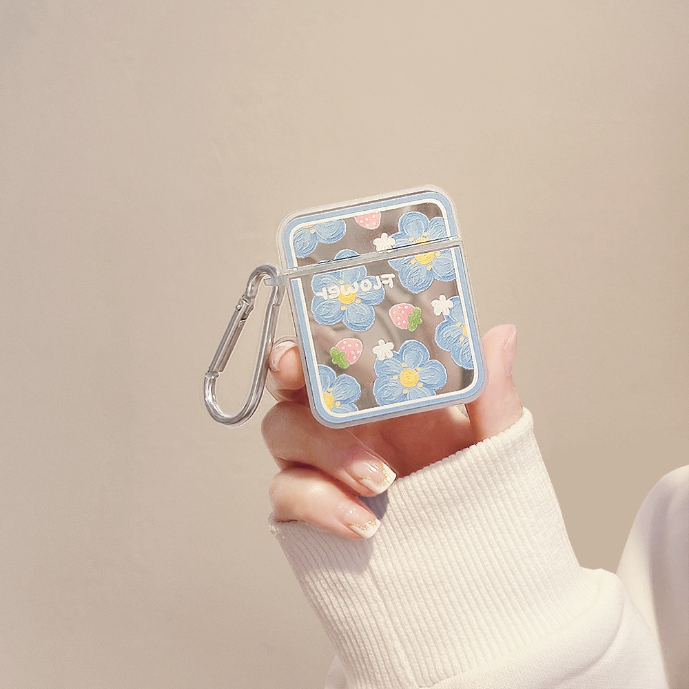 Vỏ Bảo Vệ Hộp Sạc Tai Nghe Bluetooth Apple Hình Bông Hoa Tráng Gương Dễ Thương