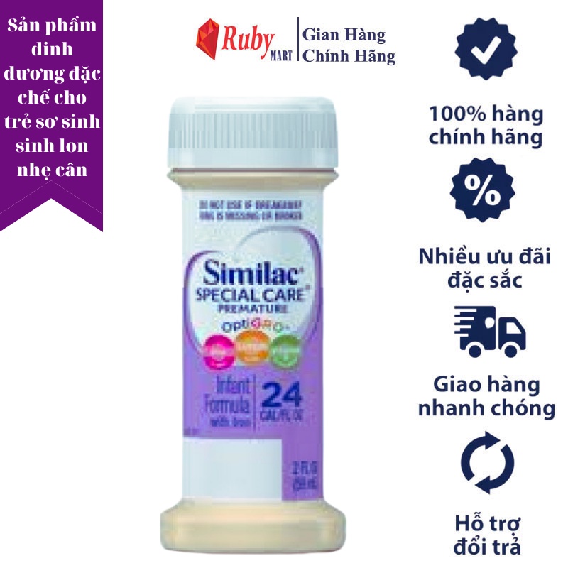 Sữa Nước Abbott Similac Special Care Premature 24 kcal/fl oz 59ml cho Trẻ Sinh Non, Nhẹ Cân Lốc 4 ống