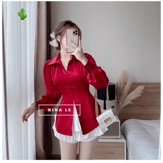ÁO SƠ MI LỤA XẺ TÀ CỘT NƠ SAU LƯNG .CHẤT LỤA TUYẾT NHUNG CAO CẤP