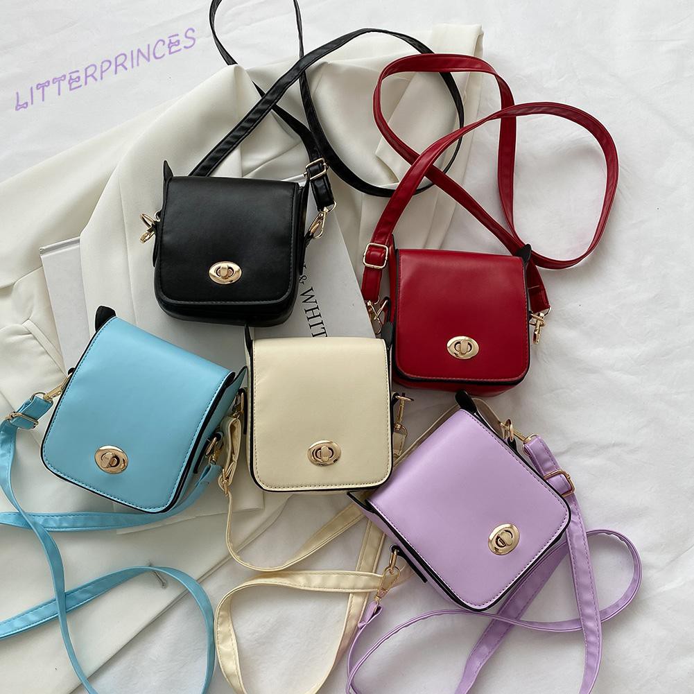 Litterprinces Retro Women Pure Color Shoulder Crossbody Bag Ladies PU Leather Small Purse