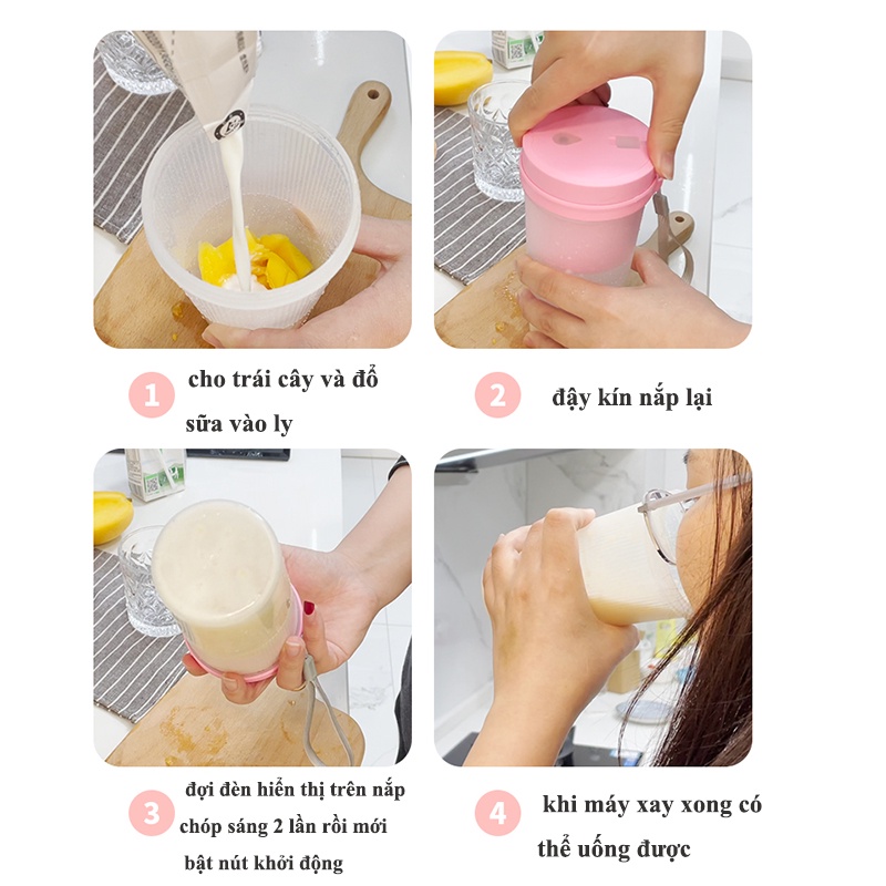 Máy xay sinh tố cầm tay mini đa năng máy say sinh tố juice 6 Lưỡi usb 300ml