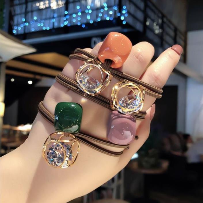 Dây Buộc Tóc Co Dãn Màu Trơn Phong Cách Hàn Quốc Cho Nữ C56