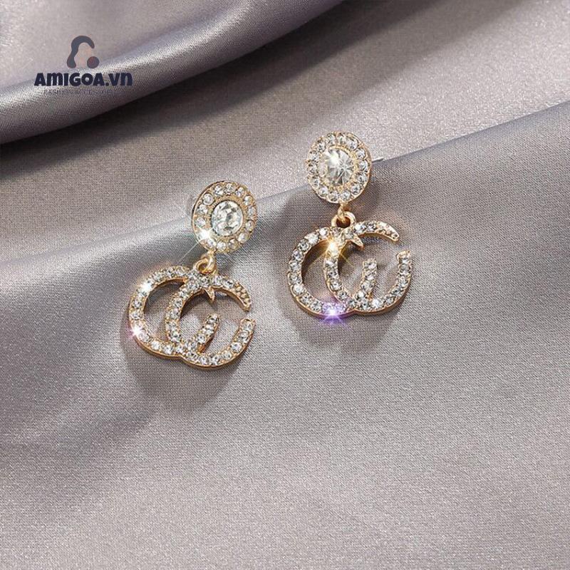 ✨✨Khuyên Tai Đính Kim Cương Lấp Lánh Chống Dị Ứng Cao Cấp Thời Trang