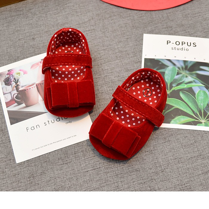 Giày công chúa vải nhung phối nơ xinh xắn dành cho bé gái