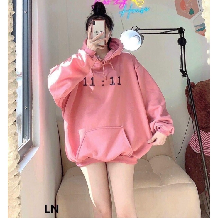 Áo Nỉ Hoodie Mũ 2 Lớp 11:11 Hot Kiểu Dáng Hàn Quốc Phong Cách Năng Động Unisex