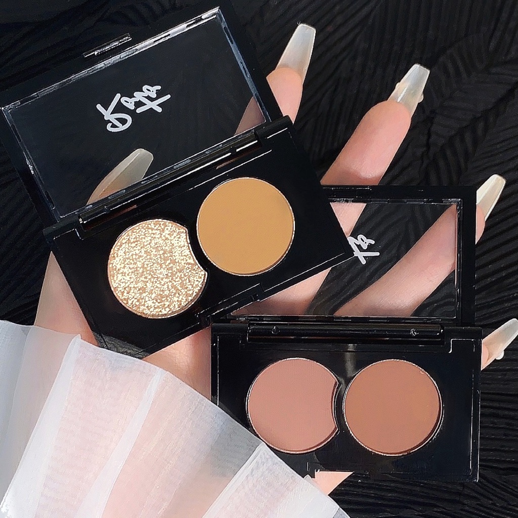 Bảng Phấn Mắt ROTO Hai Màu Ánh Ngọc Trai Mờ Mịn Mượt Như Đất Xanh Dương