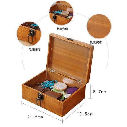 Hộp gỗ đựng nữ trang phụ kiện giả cổ
