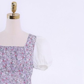 Đầm nữ voan hoa tay phối trắng thanh lịch - Váy nữ xẻ thiết kế xẻ vạt trước TK FASHION DK835
