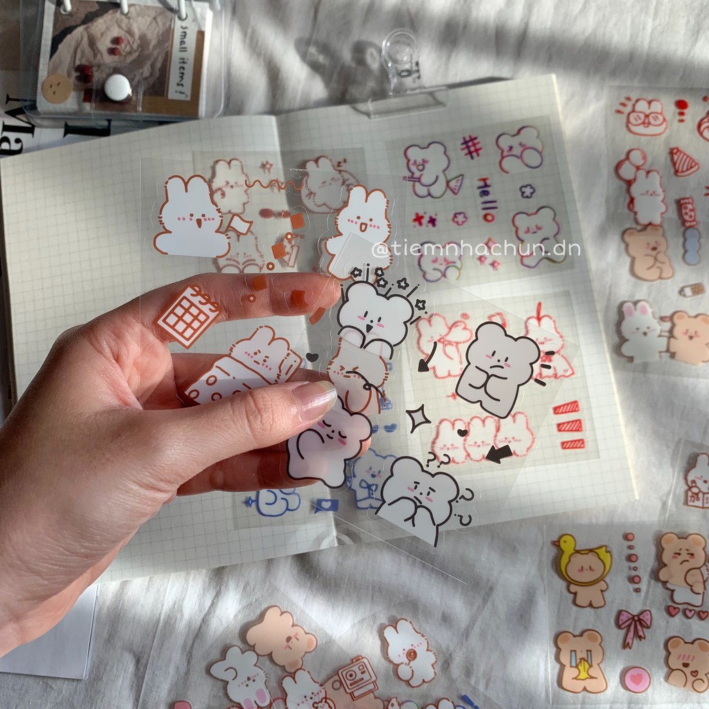 SET 10 STICKER CUTE BEAR GẤU CHỐNG THẤM NƯỚC (ảnh thật) - Tiệm nhà Chun