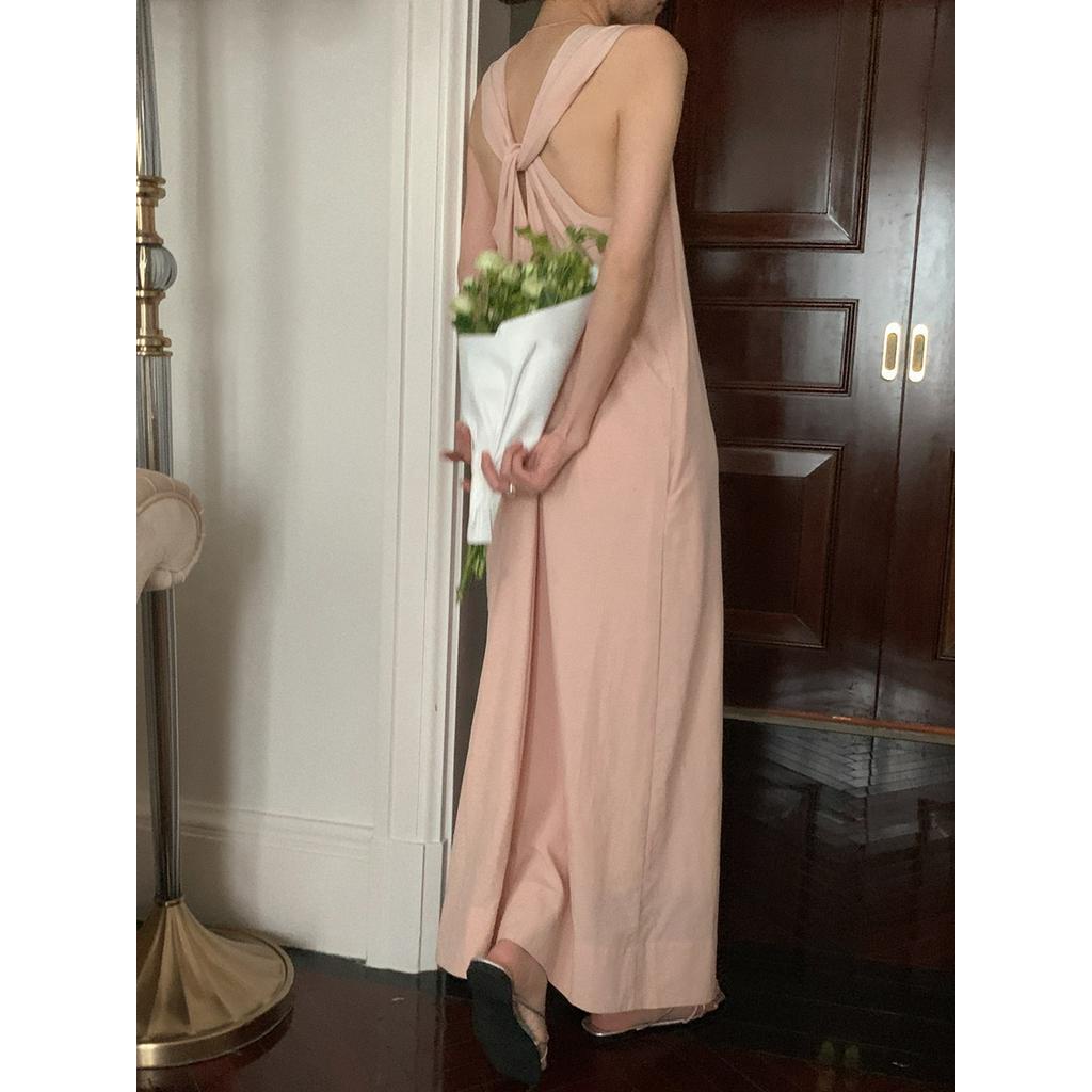 Đầm Sát Nách Dáng Dài Rộng Phối Dây Chéo Lưng Quyến Rũ 64099