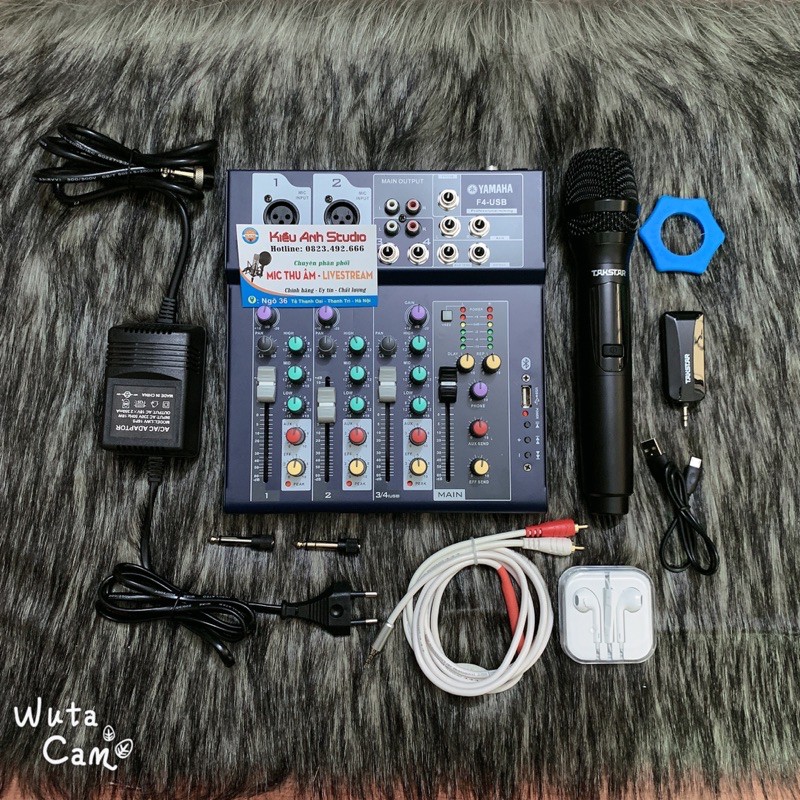 Combo thu âm Takstar TS K201 suondcard Mixer F4 yamaha có blutooth full phụ kiện