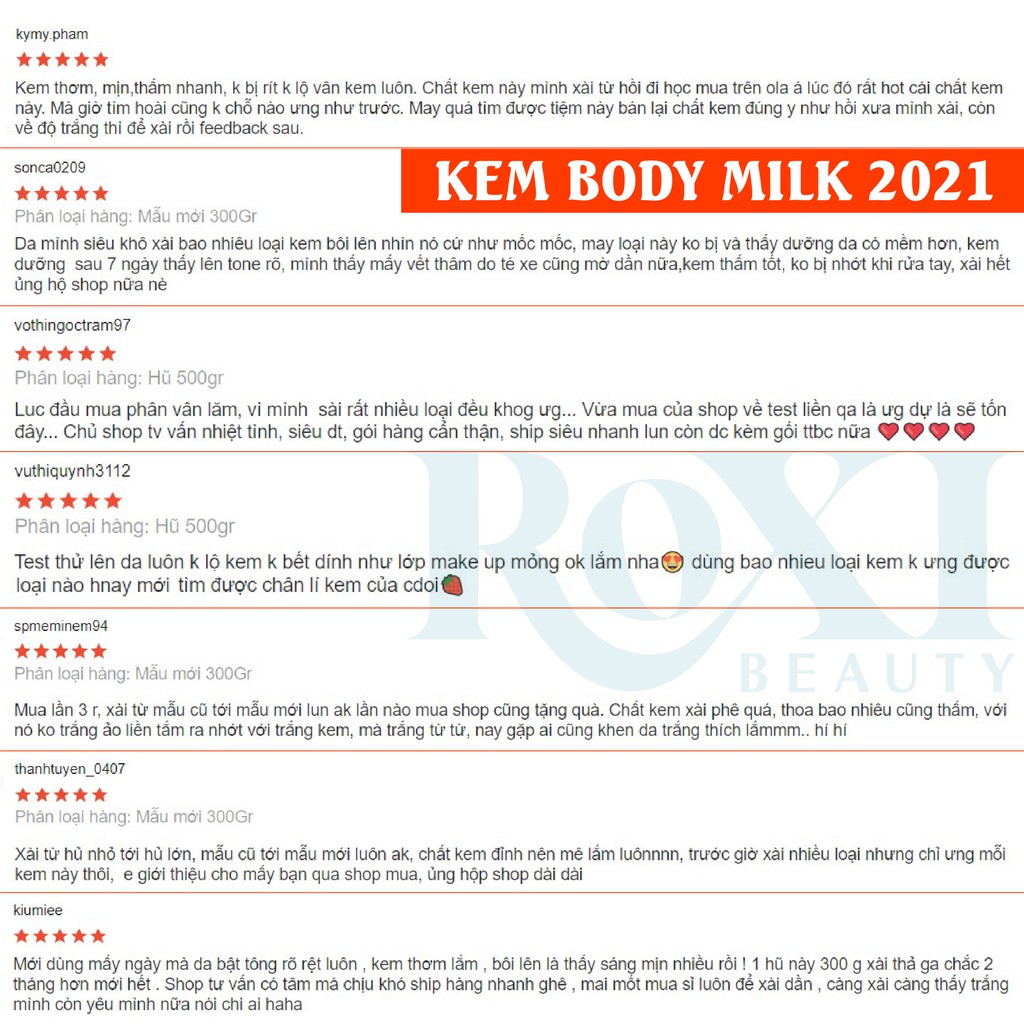 [SỈ 5 HỘP 550GR] Kem body siêu trắng Body Milk/ Kem dưỡng trắng da toàn thân giá sỉ