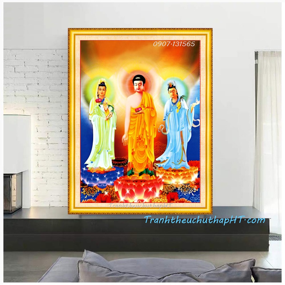 Tranh đính đá Phật Tây phương tam thánh VS476 :85*65cm - tự đính