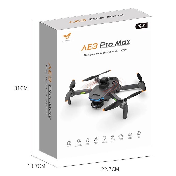 AE3 Drone Máy Bay Flycam AE3 Camera 8k Cao Cấp -Bay 30 Phút, Tầm Xa 5Km, Drone Mini 4k Định Vị G.P.S Tự Quay Trở Về